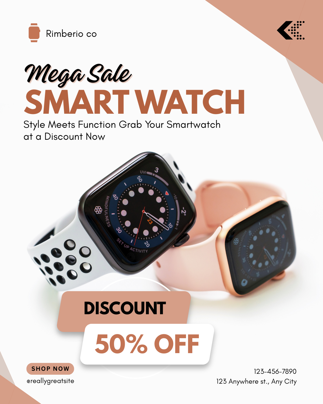 Brown & White Simple Watch Sale Instagram Post (3)