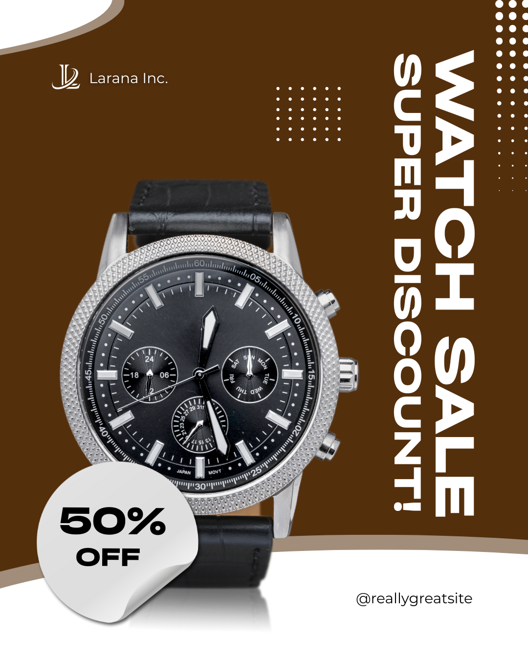 Brown & White Simple Watch Sale Instagram Post